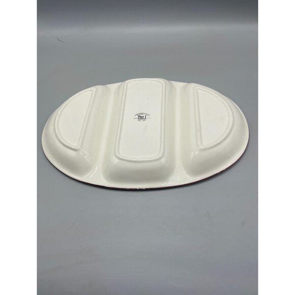 Pier 1 serving tray hand-painted dolomite 3 sections grapes and pear READ - Picture 4 of 8